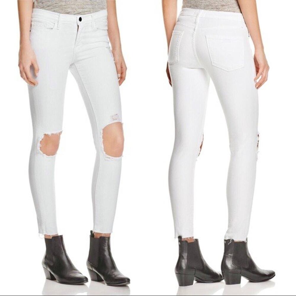 FRAME DENIM Le Skinny White Jeans •Women 26• de Jeanne Lord Blanc Crop Cropped
